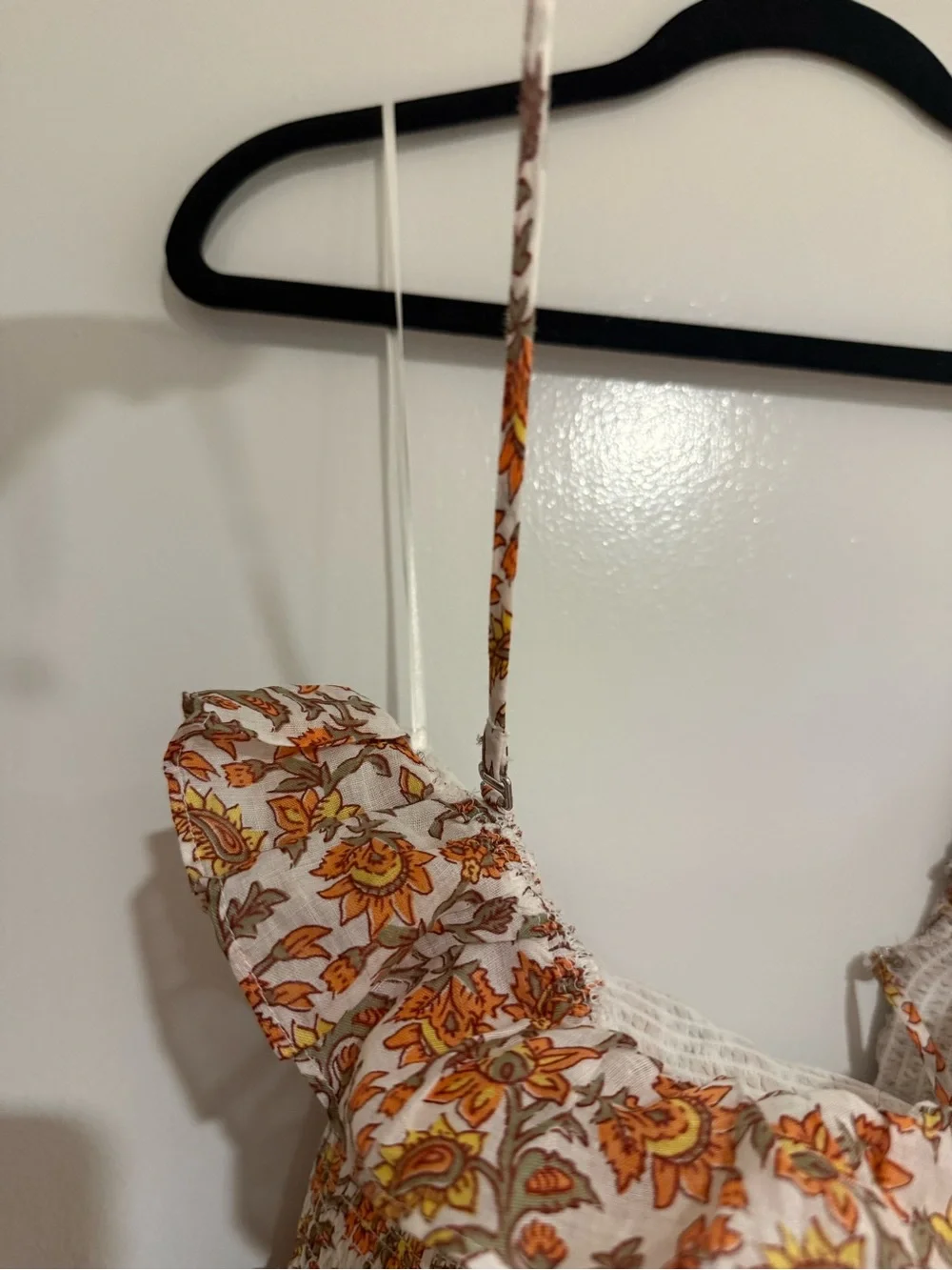 J. Crew Rust Floral Smocked Maxi Dress with Yellow Border